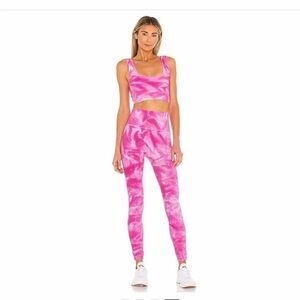 FP Movement by Free People Pink Tie-Dye Women's Leggings and Sports Bra Set